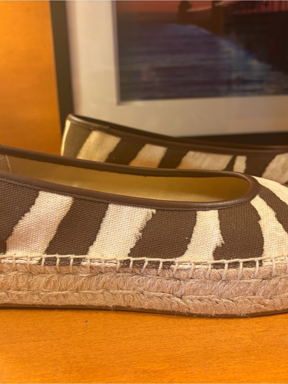 Ralph Lauren Luize Zebra Canvas Espadrille size 9